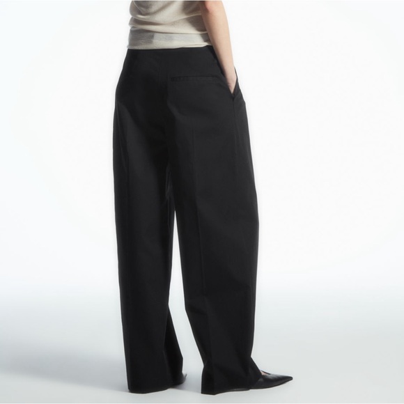 COS / WIDE-LEG TAILORED TWILL PANTS IN BLACK / Size 12 - Picture 3 of 8